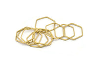 Raw Brass Hexagon, 50 Raw Brass Hexagon Ring Charms (22x1mm) Bs 1226