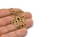 Brass Hexagon Charm, 100 Raw Brass Hexagon Ring Charms (8x1mm) BS 1219