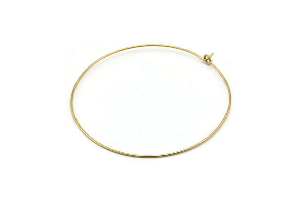 Brass Earring Wires, 25 Raw Brass Earring Wires  (50x0.70mm) Bs 1229