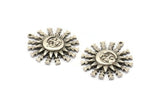 Silver Sun Charm, Antique Silver Plated Brass Sun Charms With 1 Loop, Findings (30x27mm) N1571