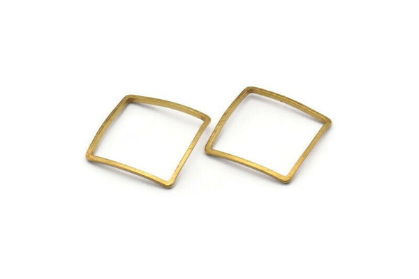 Cambered Brass Connector, 10 Raw Brass Cambered Square Connectors (16mm) Bs 1282