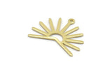 Brass Sun Charm, 8 Raw Brass Sun Charms With 1 Loop (20x25x0.80mm) M02294
