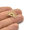 Brass Sun Charm, 8 Raw Brass Sun Charms With 2 Loops (20x25x0.80mm) M02300