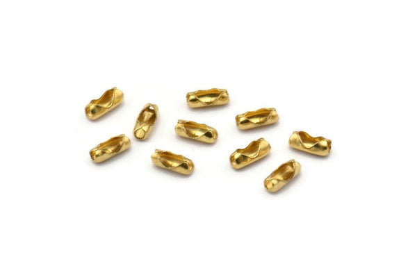 Ball Chain Connector, 50 Raw Brass Ball Chain Connector Clasps For 1.2 To 1.5 Mm Ball Chain, Findings (6x2mm)  Bs 1356