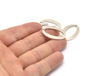 Silver Oval Charm, 6 Antique Silver Plated Brass Oval Charms With 1 Hole, Pendants, Earrings, Findings (28x20x1mm) D983
