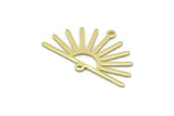 Brass Sun Charm, 8 Raw Brass Sun Charms With 2 Loops (19x30x0.80mm) M02321