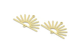 Brass Sun Charm, 8 Raw Brass Sun Charms With 2 Loops (19x30x0.80mm) M02321