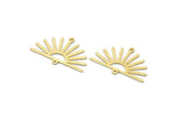 Brass Sun Charm, 8 Textured Raw Brass Sun Charms With 2 Loops (19x30x0.80mm) M02322