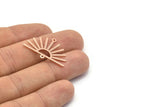 Copper Sun Charm, 8 Raw Copper Sun Charms With 2 Loops, Findings (19x30x0.80mm) M02323