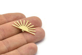 Brass Sun Charm, 8 Textured Raw Brass Sun Charms With 2 Loops (19x30x0.80mm) M02325