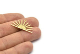 Brass Sun Charm, 8 Raw Brass Sun Charms With 1 Loop And 1 Hole (17x30x0.80mm) M02327