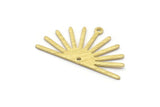Brass Sun Charm, 8 Textured Raw Brass Sun Charms With 1 Loop And 1 Hole (17x30x0.80mm) M02328