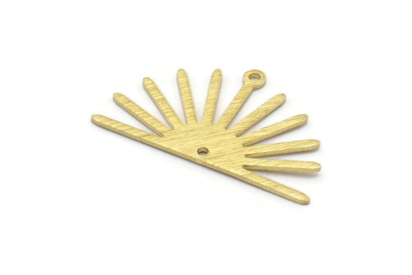 Brass Sun Charm, 8 Textured Raw Brass Sun Charms With 1 Loop And 1 Hole (17x30x0.80mm) M02328