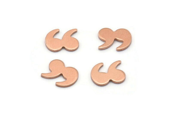 Copper Quotation Marks, 50 Raw Copper Quotation Marks Blanks, Findings (7x9x0.80mm) M02332