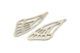 Silver Wing Charm, 2 Antique Silver Plated Brass Wing Charms With 2 Loops (52x22x1mm) V097