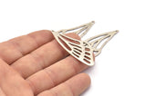 Silver Wing Charm, 2 Antique Silver Plated Brass Wing Charms With 2 Loops (52x22x1mm) V097