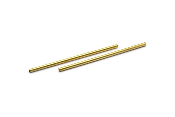 Brass Plain Tubes - 25 Raw Brass Tube Beads (3x80mm) Bs 1447