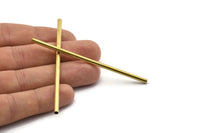 Brass Plain Tubes - 25 Raw Brass Tube Beads (3x80mm) Bs 1447