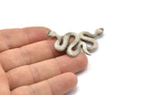 Silver Snake Pendant, 2 Antique Silver Plated Brass Snake Pendants With 1 Loop, Charms, Findings (39x22x2mm) N1595