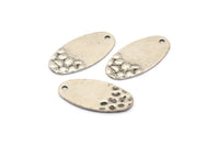 Silver Oval Charm, 12 Antique Silver Plated Brass Oval Charms With 1 Hole, Earrings, Findings (21x11x0.60mm) D1178
