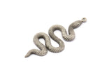 Silver Snake Pendant, 2 Antique Silver Plated Brass Snake Pendants With 1 Loop, Charms, Findings (47x20x2.3mm) N1596 H1601