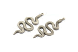 Silver Snake Pendant, 2 Antique Silver Plated Brass Snake Pendants With 1 Loop, Charms, Findings (47x20x2.3mm) N1596 H1601