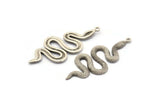 Silver Snake Pendant, 2 Antique Silver Plated Brass Snake Pendants With 1 Loop, Charms, Findings (47x20x2.3mm) N1596 H1601