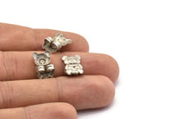 Silver Bear Stopper, 25 Antique Silver Plated Brass Bear Earring Back Stopper, Earring Stud Back Stoppers (14x10mm) D1100 H1087
