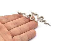 Gümüş Yılan Kolye, 1 Halka, Tılsımlar, Bulgularla Birlikte 2 Antik Gümüş Kaplama Pirinç Yılan Kolye (53x13x1,8 mm) N1600 H0044