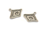 Silver Eye Charm, 4 Antique Silver Plated Brass Eye Charms With 1 Loop, Pendants, Earrings (21x19x1.5mm) N1075 H1174