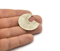 Silver Earring Findings, 2 Textured Antique Silver Plated Brass Pizza Slice Earrings, Findings (35x35x0.70mm) E256 H1181