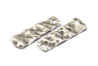 Silver Rectangle Charm, 2 Antique Silver Plated Brass Rectangle Charms With 1 Hole, Earrings, Findings (58x19x15x0.60mm) D1163 H1083