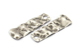 Silver Rectangle Charm, 2 Antique Silver Plated Brass Rectangle Charms With 1 Hole, Earrings, Findings (58x19x15x0.60mm) D1163 H1083