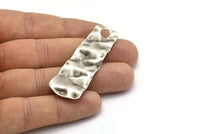 Silver Rectangle Charm, 2 Antique Silver Plated Brass Rectangle Charms With 1 Hole, Earrings, Findings (58x19x15x0.60mm) D1163 H1083