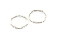 Silver Circle Rings, 24 Antique Silver Plated Brass Wavy Circle Rings, Charms (16.5x0.80mm) BS 1757 H1316