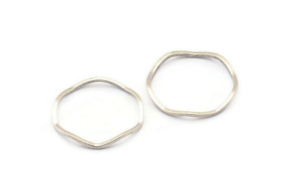 Silver Circle Rings, 24 Antique Silver Plated Brass Wavy Circle Rings, Charms (16.5x0.80mm) BS 1757 H1316