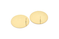 Gold Round Earring, 2 Gold Plated Brass Round Stud Earrings (30mm) B0336 A1694