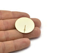 Gold Round Earring, 2 Gold Plated Brass Round Stud Earrings (30mm) B0336 A1694