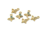 Gold Butterfly Charm, 4 Gold Plated Butterfly, Cubic Zircon, CZ Pave Butterfly Charm, Zircon Charm Pendants (9x10mm) SY0001