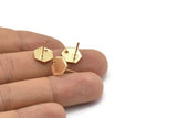 Gold Hexagon Earring, 6 Gold Plated Brass Hexagon Stud Earrings With 1 Hole (10x0.8mm) E173 A1776
