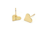Gold Heart Earring, 12 Gold Plated Brass Heart Stud Earrings (9mm) B0201 A1682
