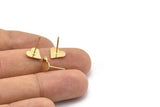 Gold Heart Earring, 12 Gold Plated Brass Heart Stud Earrings (9mm) B0201 A1682