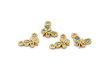 Gold Butterfly Charm, 4 Gold Plated Butterfly, Cubic Zircon, CZ Pave Butterfly Charm, Zircon Charm Pendants (7x11mm) SY0002