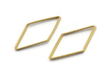 Brass Diamond Charm, 12 Raw Brass Wide Cut Open Diamond Ring Charms (20x40x5x0.5mm) D0167