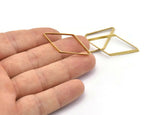 Brass Diamond Charm, 12 Raw Brass Wide Cut Open Diamond Ring Charms (20x40x5x0.5mm) D0167