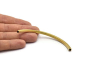 Square Noodle Tubes - 5 Raw Brass Square Curved Tube Beads (4x4x95mm) Bs 1529