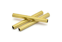Brass Tube Beads, 12 Raw Brass Square Tubes  (5x60mm) Bs 1607