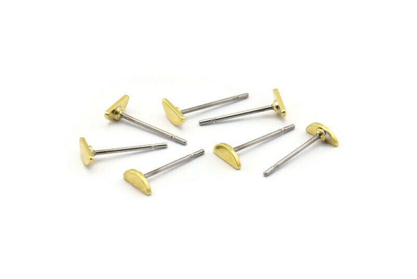 Semi Circle Earring, 12 Raw Brass Tiny Half Moon Blanks (6x2.5x0.70mm) M01414 A2416