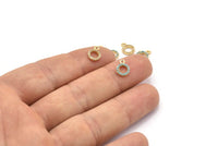 Gold Circle Charm, 4 Gold Plated Circle, Cubic Zircon, CZ Pave Circle Charm, Zircon Charm Pendants (7x10mm) SY0009