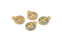 Gold LightningCharm, 4 Gold Plated Lightning, Cubic Zircon, CZ Pave Lightning Charm, Zircon Charm Pendants (8x10mm) SY0008